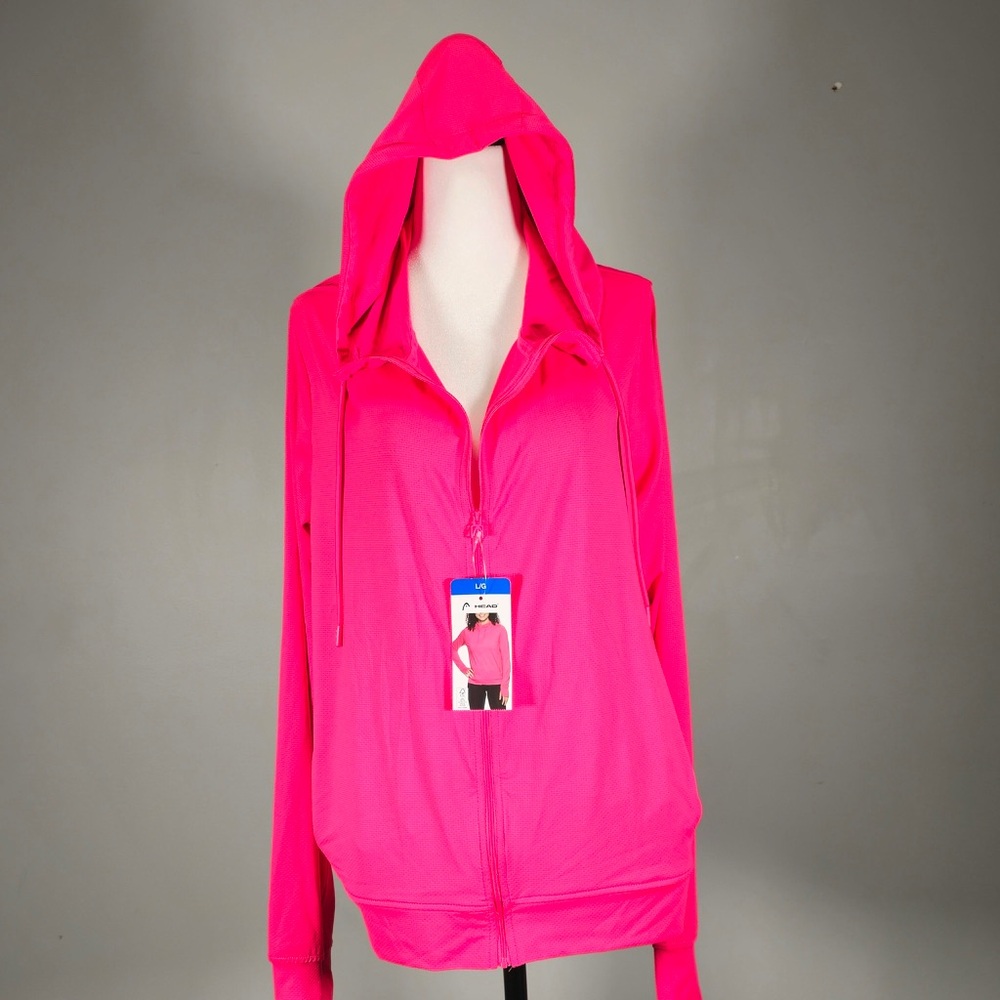 NWT HEAD Bright Hot Pink Hooded Zip-Up Jacket -L